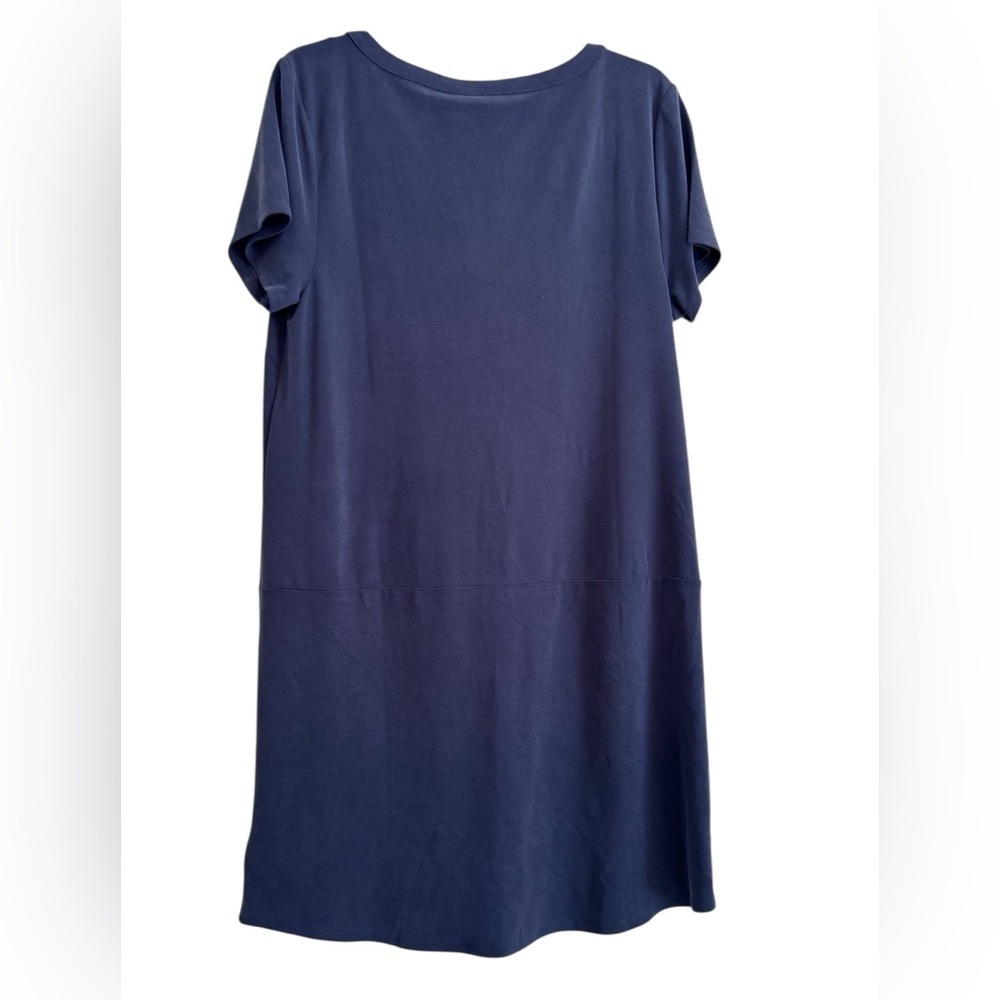Tahari Short Sleeve Shift Blue Dress - Picture 3 of 5